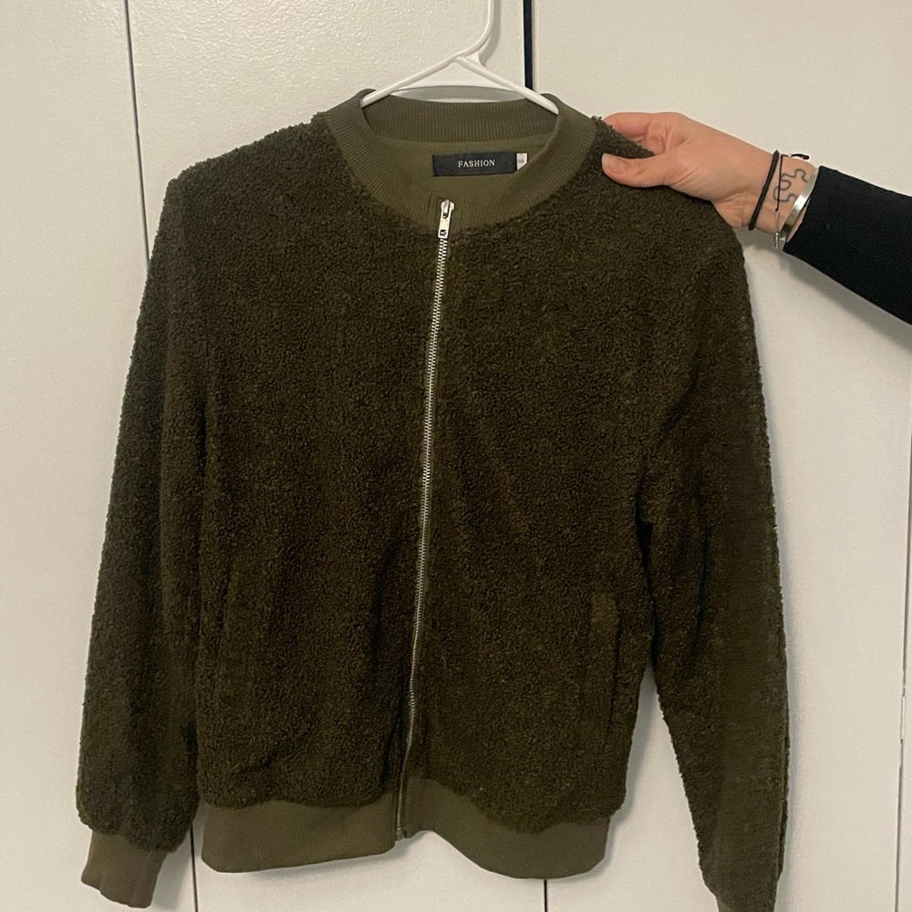 Olive Green Zip-Up Jacket